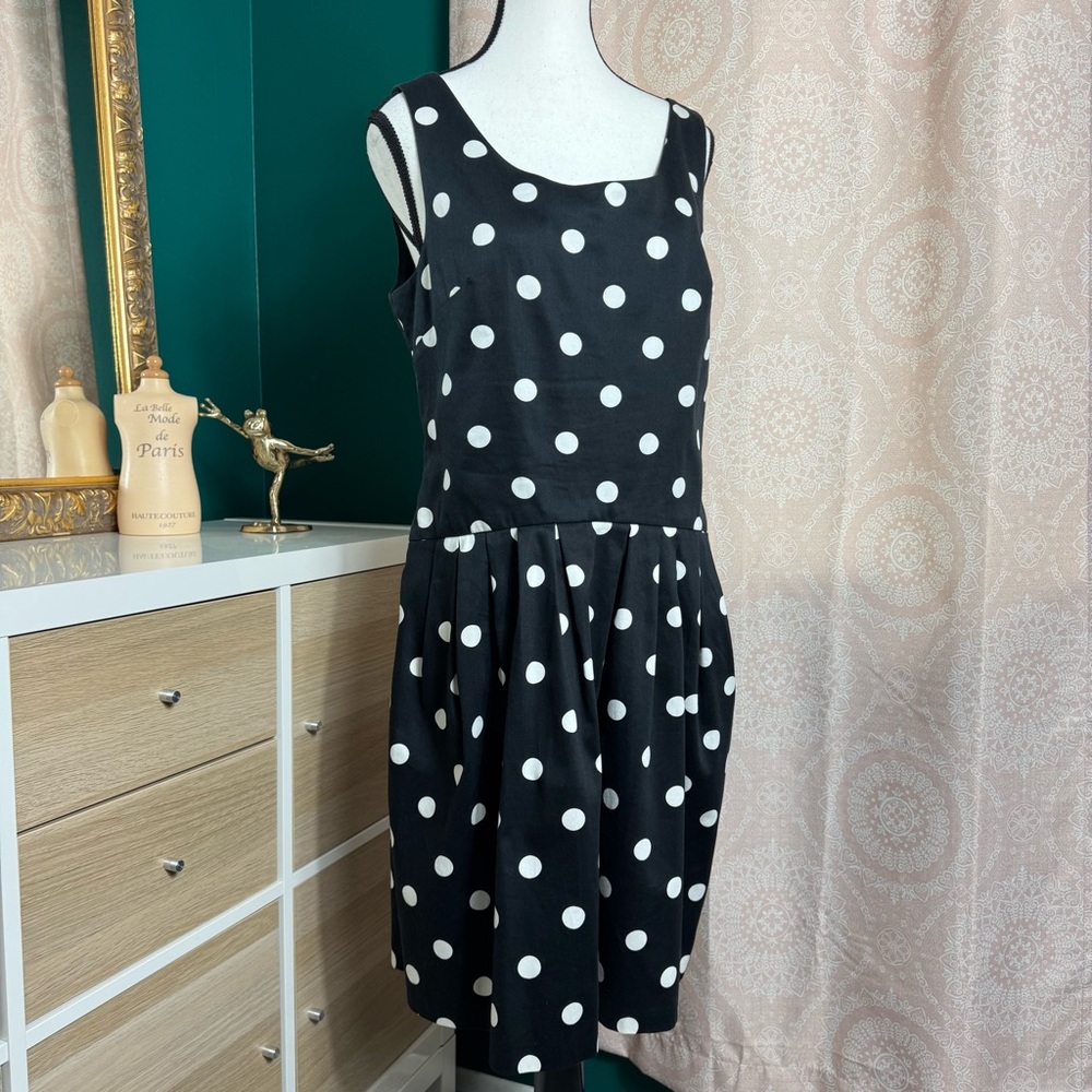 Betsy Johnson Polka Dot Bow A-Line Fit Flare Rockabilly Dress Sz 10